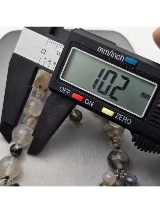 Multi-Strand Dragon Vein Agate Beaded Necklace 16" 925 Silver Clasp Undyed - Picture 12 of 13